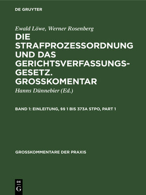 cover image of Einleitung, §§ 1 bis 373a StPO